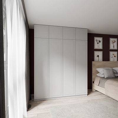 Шкаф с антресолью и фрезерованными фасадами Альтаир Серый (Селден)